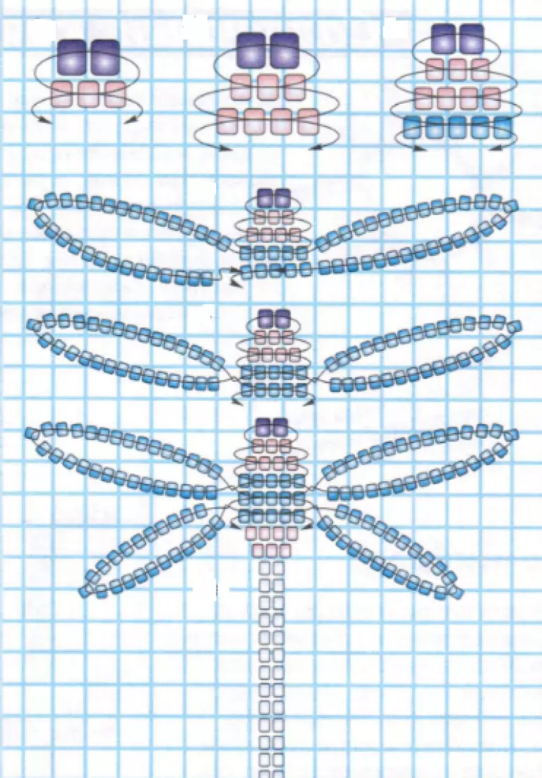 Схема стрекозы из бисера для начинающих