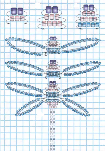 Схема плетения стрекозы из бисера
