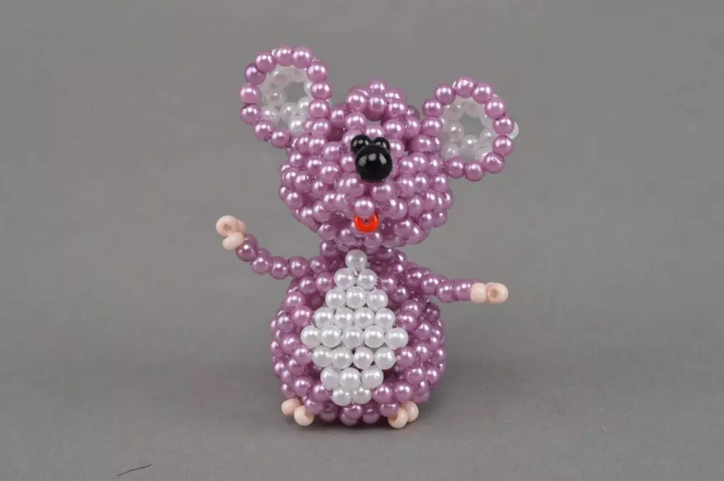 Мышка - объемная фигурка из бисера, схема - КлуКлу